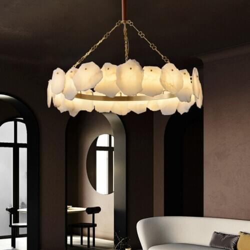 Modern light luxury living room marble chandelier Nordic minimalist copper bedroom dining room decoration chandelier