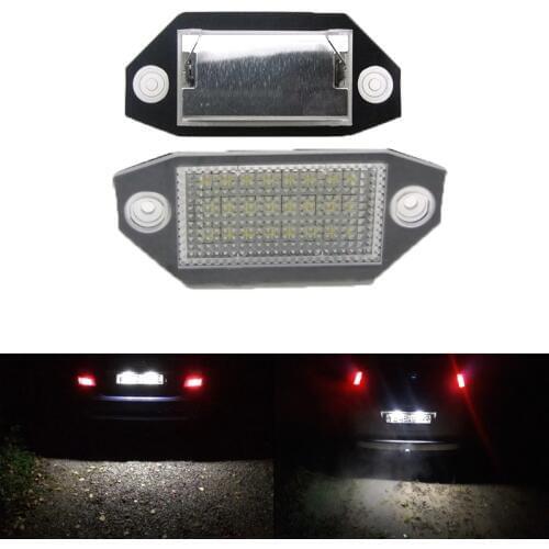 2pcs LED License Plate Lights 12V 6000K 24 SMD 3014 Chips LED Number Plate Lights for Ford Mondeo MK3 2000-2007