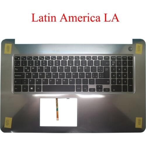 Laptop Palmrest For DELL For Inspiron 17 5765 5767 P32E 04CFRC 4CFRC Gray with Latin America LA backlit keyboard upper case new
