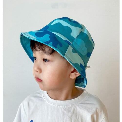 Boys Baby Spring Summer Sun Hat Camouflage Blue Bucket Hat For Children Outdoor Fishing Hunting Cap Bob Chapeau Fishman Hat