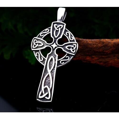 Vintage Viking Odin Pendant Necklace Men Punk Biker Celtics Cross Pendant Stainless Steel Viking Jewelry Gift Wholesale
