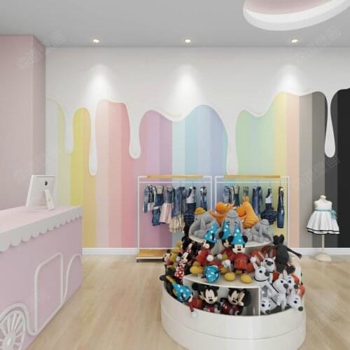 Gradient ice cream rainbow color background wall dance studio art training class clothing store front desk wallpaper Waterproof