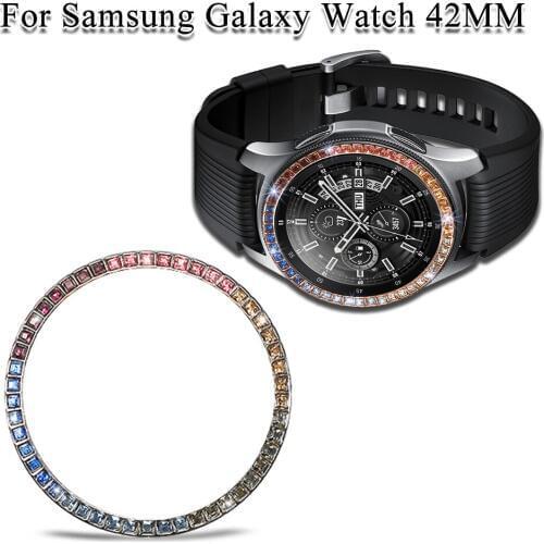 High Quality Stainless Steel Diamond Smart Watch Accessories For Samsung Galaxy Watch 42MM Luxurious Steel Ring Adhesive Cover