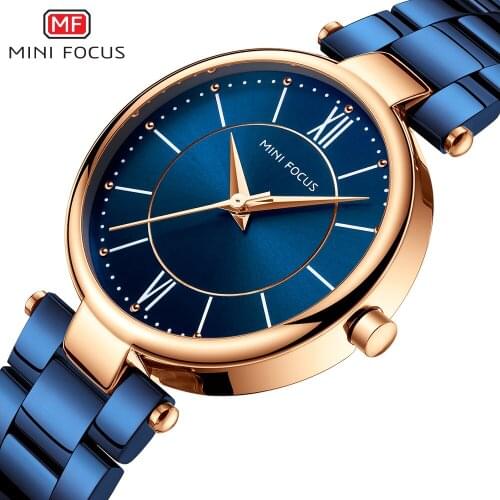 MINI FOCUS Women Watches Waterproof Blue Steel Strap Luxury Ladies Watch for Girls Quartz Clock Relogio Feminino Montre Femme