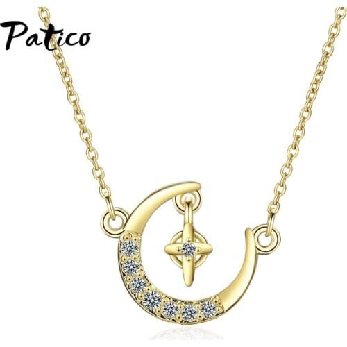 New AAA Zircon Moon Pendant Necklaces Charm Women 925 Sterling Silver Link Clavicle Chain Necklace Lucky Jewelry Gifts