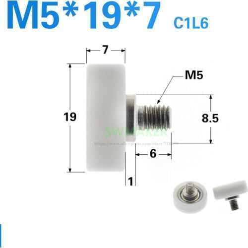1pcs M5*19*7mm flat bearing pulley, M5 external thread, inner hexagonal screw, drawer guide wheel, Automatic Parts