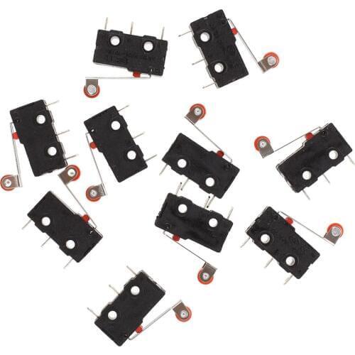 10 Pcs Mini Micro Limit Switch Roller Lever Arm SPDT Snap Action LOT Drop shipping