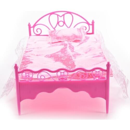 3pcs For Girls Doll Accessories Birthday Gift Dolls For Girls Pink Toys Lace Bed For Barbie Doll house Life Furniture