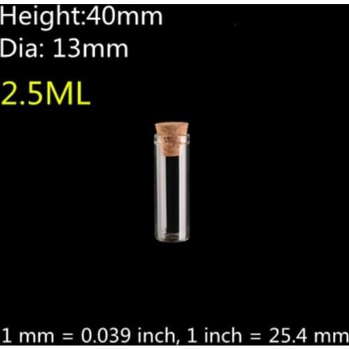 2.5ML Charmed Small Glass Mini Bottles with cork for Arts Crafts jewelry making Decoration Party Favors Mini Glass tube 50pcs