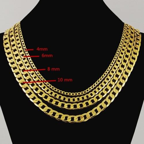 African Gold GP Necklaces For Man 4/6/8/10mm Cuban Link Chains For Rapper Collares Hip Hop Jewelry Accesories Bijoux Party Gifts