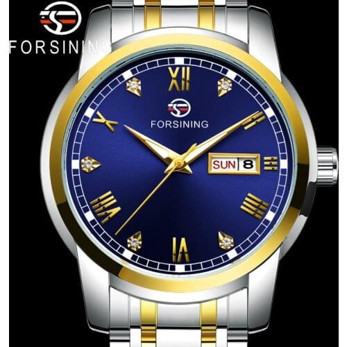 FORSINING Automatic Mechanical Men Wristwatch Military Sport Clock Top Brand Luxury Stainless Steel Calendar Male Watch 8221