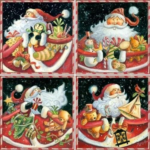 EverShine Diamond Embroidery Santa Claus Mosaic Kits Diamond Painting Cartoon Cross Stitch Christmas Needlework Decor For Home