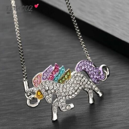 FIMAODZ Lovely Unicorn Crystal Bracelet Charm Colorful Cartoon Horse Children Kids Adjustable Bracelets Fashion Birthday Gift