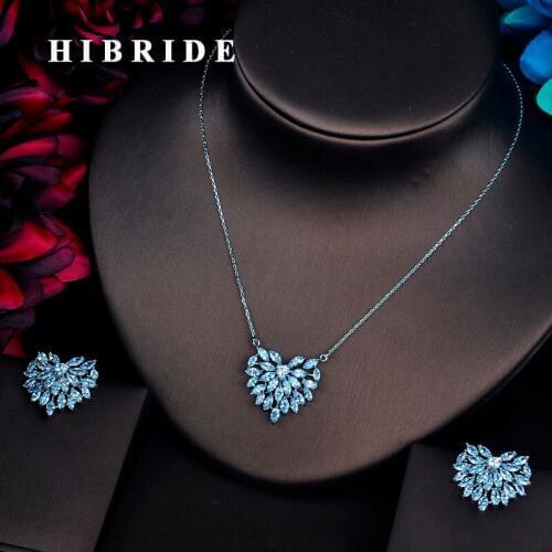 HIBRIDE Beautiful Shape AAA Cubic Zirconia Jewelry Sets For Women Bride Necklace Set Wedding Accessories Wholesale N-501