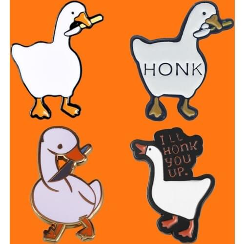 Honk Enamel Pins Untitled Duck Crime Goose Metal Cartoon Brooch Backpack Hat Bag Collar Lapel Badges Women Fashion Jewelry Gifts