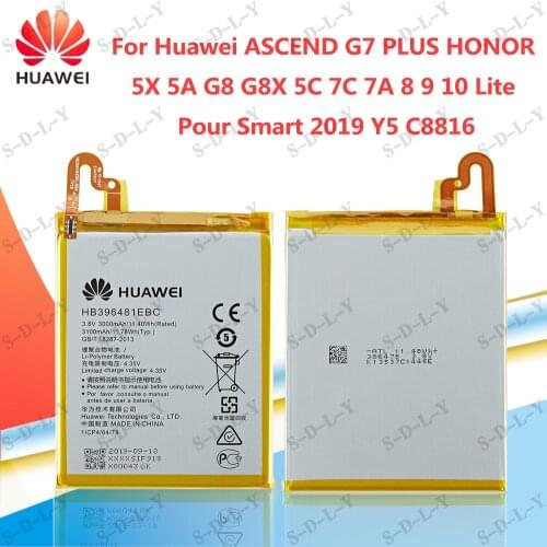 Huawei HB396481EBC 100% Quality Battery Hua Wei ASCEND G7PLUS HONOR 5X 5A G8 G8X 5C 7C/7A 8 9 10 Lite Pour Smart 2019 Y5 C8816