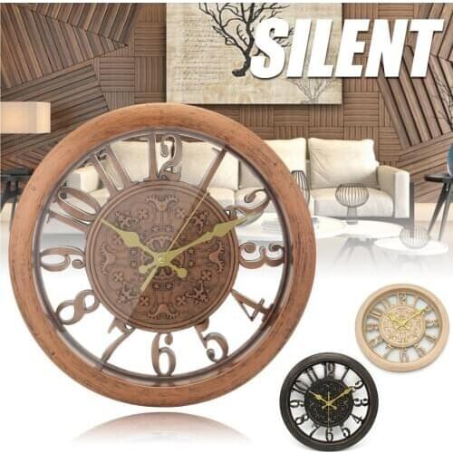 JX-LCLYL PVC Vintage Silent Quartz Rustic Wall Clock Retro Style Shabby Chic Steampunk