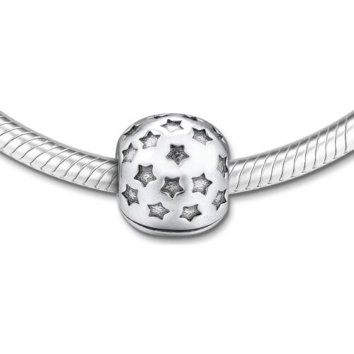 Stars Clip Charm 100% 925 Sterling Silver Beads for Jewelry Making Fit Charms Bracelet DIY free shipping 02KT041-N