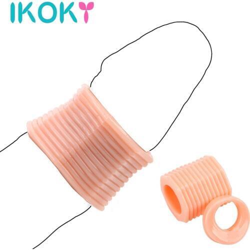 IKOKY 1 Pair Penis Ring Screw Shape Penis Sleeve Delay Ejaculation Sex Toys For Men Adult Sex Products Cock Ring Two Sizes
