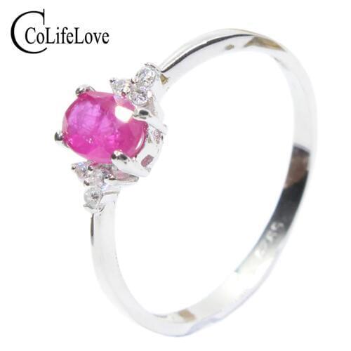 Real 925 silver gemstone ring for engagement 0.5 ct natural ruby silver ring solid silver ruby ring romantic gift for girl