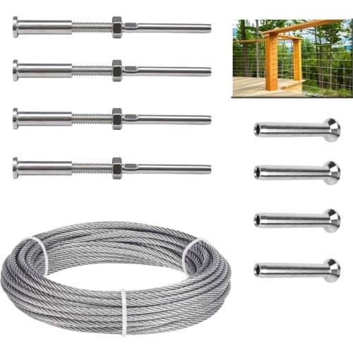 Heavy Duty 316 Stainless Steel Cable Railing Kits or Hanging Kits for Home or Garden Wood Posts DIY Balustrade Improvement Kits