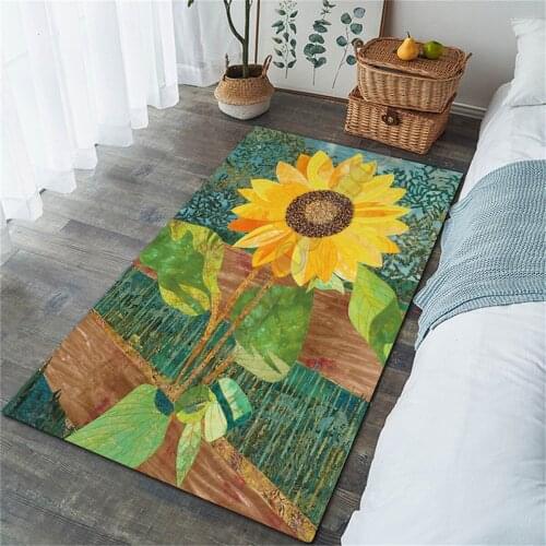 Sunflower 3D Printed Carpet Mat for Living Room Doormat Flannel Print Bedroom Non-slip Floor Rug 04