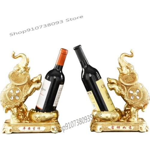 European Style Creative Elephant Red Wine Shelf Family Dining Table Living Room Wine Cabinet Office Table Decoration Housewarmin