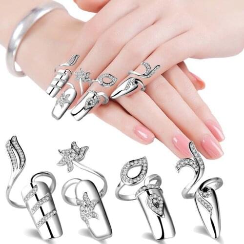 Creative Nail Ring Sets Silver plated color Finger Rings For Women Party Jewelry Gift