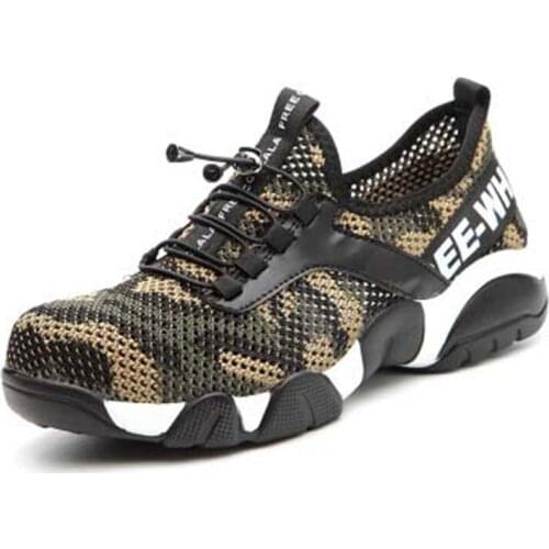 Nice New Men Steel Nose Safety Work Shoes grid Lightweight Breathable Women Casual Sneaker Prevent piercing Protective boots 48