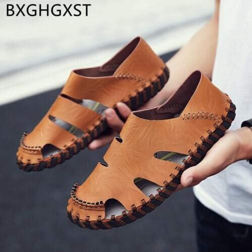 Fashion mens sandals genuine leather outdoor gladiator sandals for men casual shoes mens sandals summer sendal pria kulit asli
