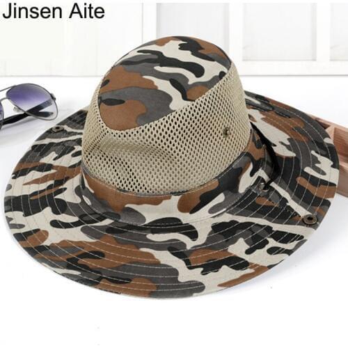 Hot Men Professional Outdoor Hiking Fishing Cap Mens Sun Hat Summer Casual Camouflage Printed Foldable Beach Jungle Cap 1876