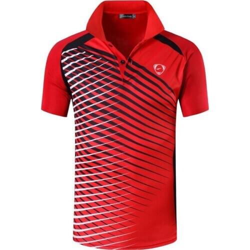 Jeansian Mens Sport Tee Polo Shirts POLOS Poloshirts Golf Tennis Badminton Dry Fit Short Sleeve LSL243 Red