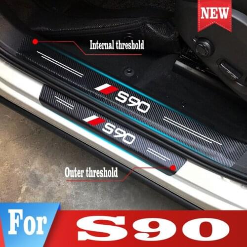 For Volvo S90 Car Stickers Door Sill Trunk Threshold Guard Scuff Guard Plate Guard Pedal Cover Trim Accessories