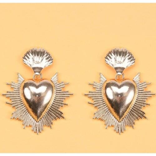 New Cute Love Heart Drop Earring Gold Color Big Heart Earrings for Women Mom and Girl Friend Wedding Jewelry