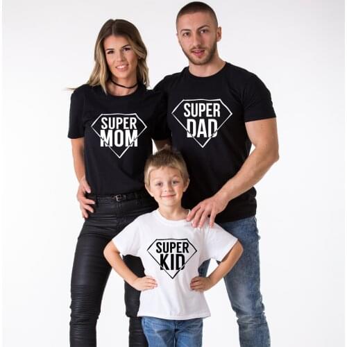 Matching Family T-Shirts Super DAD Super MOM Super KID Mommy Daddy Kid Outfits