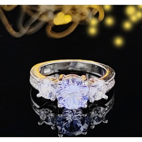 Original real solid Three Stone Engagement Rings Fashion Style 3 Carat Cubic Zirconia Rings Jewelry R1597