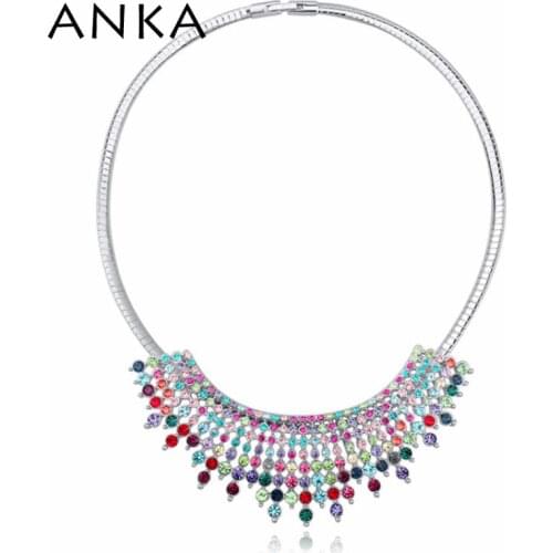 ANKA Trendy Women Jewelry full crystal Chokers Necklace fine polishing mirror finish with Rhodium plated #115647