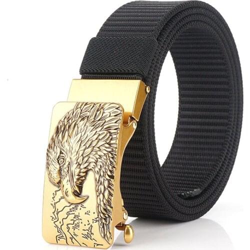 Casual nylon belt automatic buckle young tooling belt trendy Korean Korean braided unisex denim belt