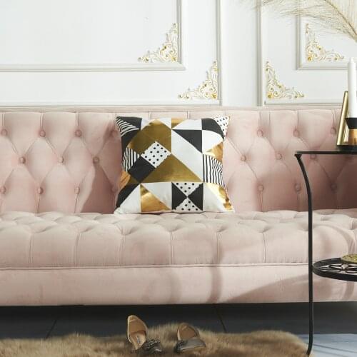 Luxury Golden Bronzing Pillow Super Soft Velvet Flamingo Pineapple Black Bronzing Cushion Sofa Car Pillowcase 45*45Cm