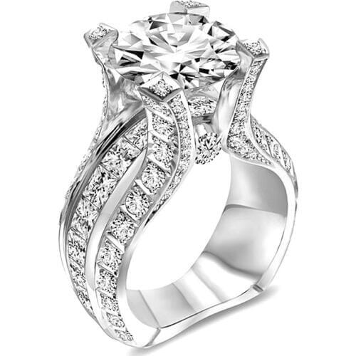 USTAR Luxury Statement Wedding rings for women Shiny big Cubic Zirconia crystal engagement rings female jewelry anel gift