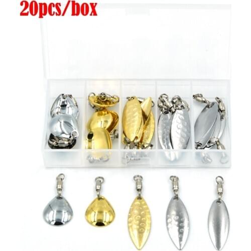 20pc/box DIY Spinner Bait Spoon Gold Silver Fishing Lure Artificial Bait Accessories Noise Metal Spinner VIB Tail Fishing Sequin