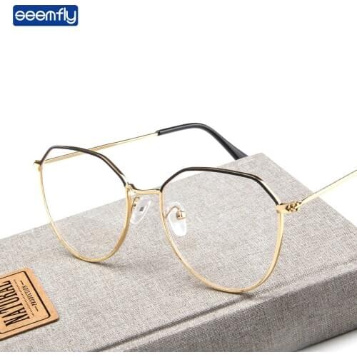 Seemfly Vintage Metal Polygon Glasses Frame Ultralight Irregular Frame Plain Eyewear Men Women Clear Lens Optical Sepectacles