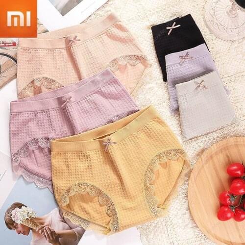 Xiaomi Womens Underpants Graphene Panties Lady Cotton knickers Antibacterial Breathable Hip-lifting Triangle Shorts Large Size