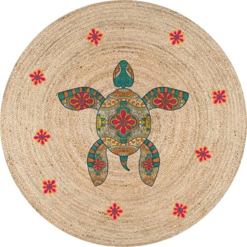 Knit Turtle Jute Knitted Carpet Straw Rug