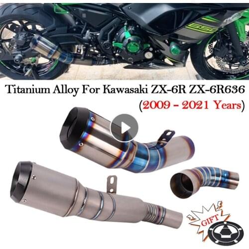 Slip On For Kawasaki ZX-6R ZX6R 636 2009 - 2021 Motorcycle Exhaust Titanium Alloy Muffler Escapamento Escape Moto Mid Link Pipe