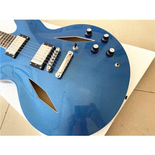 High quality metal blue signature jazz electric guitar can be customized free shipping