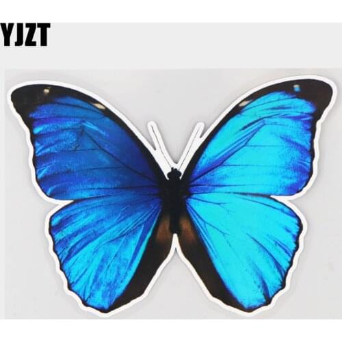 YJZT 16.5×12CM Pretty Blue Butterfly Fashion Body Scratch Occlusion Car Sticker Cartoon Animal Decals 21A-0092