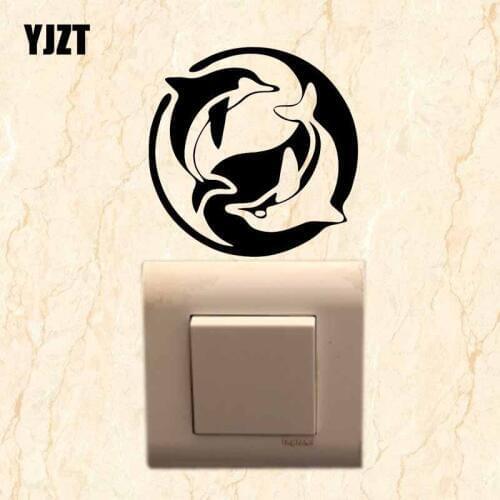 YJZT Animal Dolphin Wall Switch Sticker Vinyl Decal Cartoon Creative Art Bedroom Decor 17SS-0583
