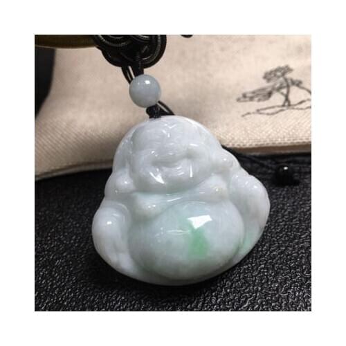 Zheru Jewelry Natural Class A Burmese Jade Happy Buddha Pendant Jewelry Jade Jewelry Best Gift