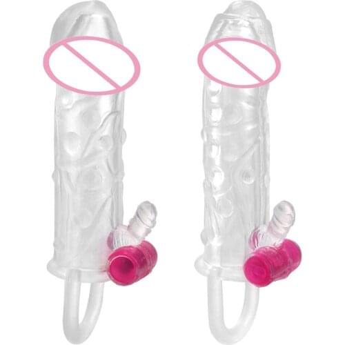Delayed Ejaculation Penis Sleeve Vibrator Reusable Condom Penis Rings G-spot Cock Sleeve Sex Toys For Men Enlargement